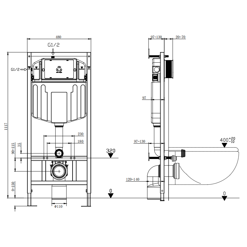 Mexen Fenix E вграден монтажен комплект за WC - 60109