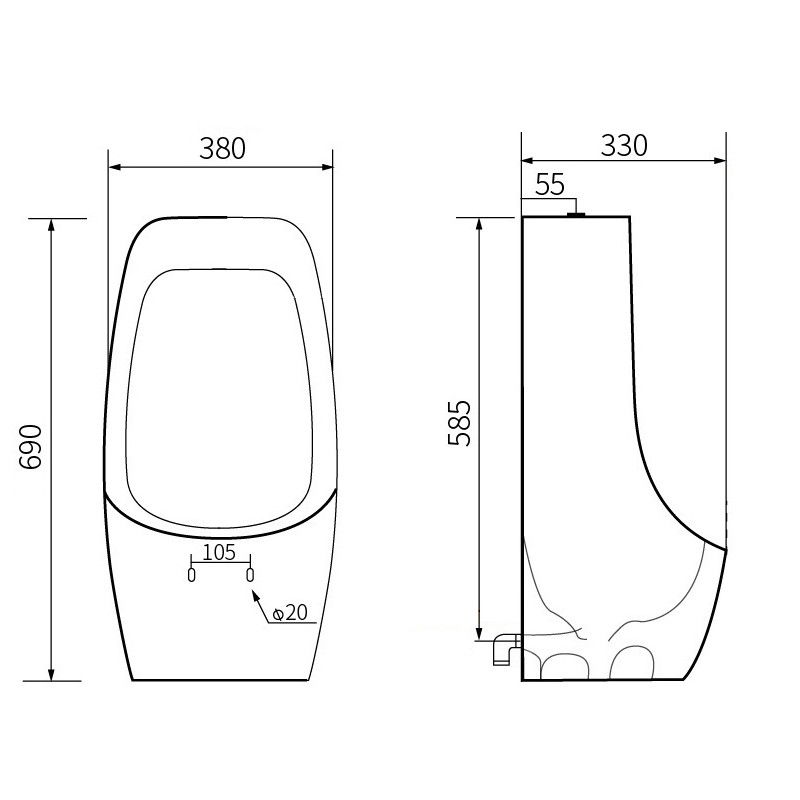 Mexen Oliver  висящо писоар, бял - 37016900