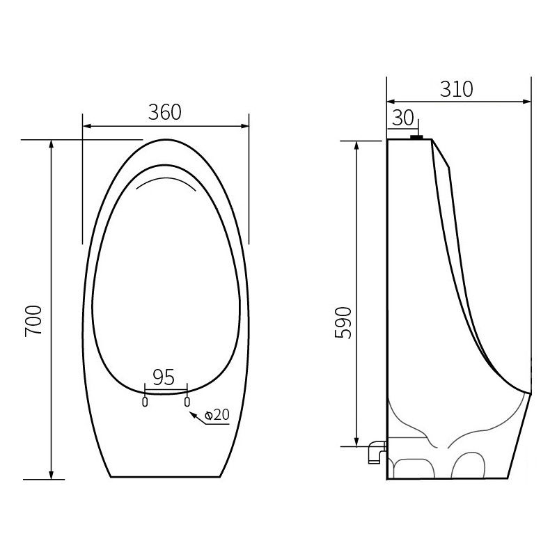 Mexen Lucas висящ писоар, бял - 37027000