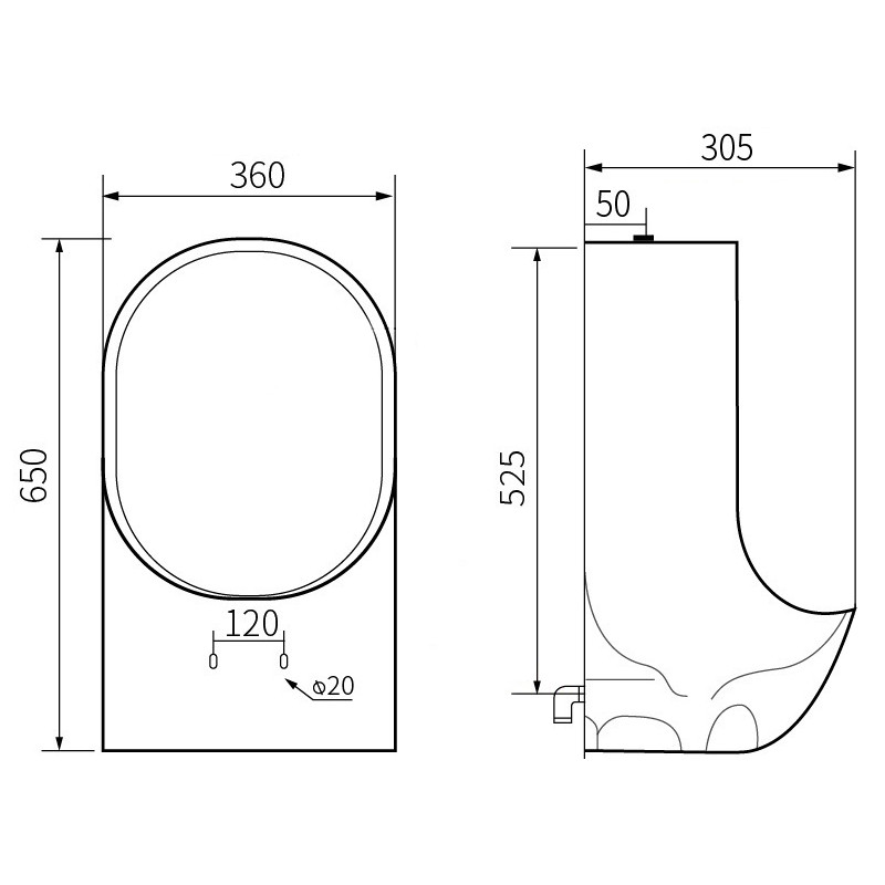 Mexen Mateo окачен писоар, бял - 37036500