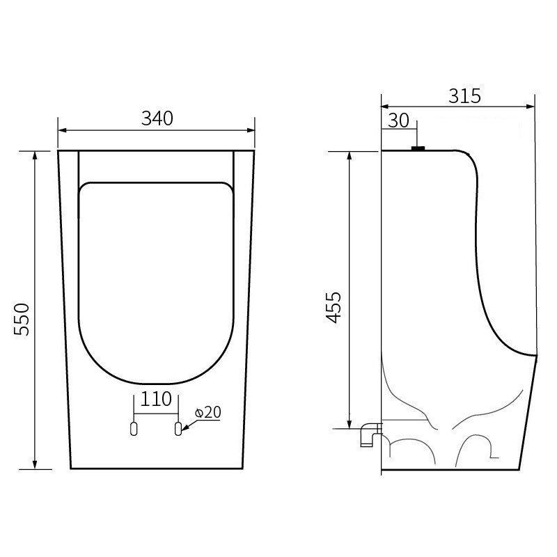 Mexen Nolan стенен писоар, бял - 37065500