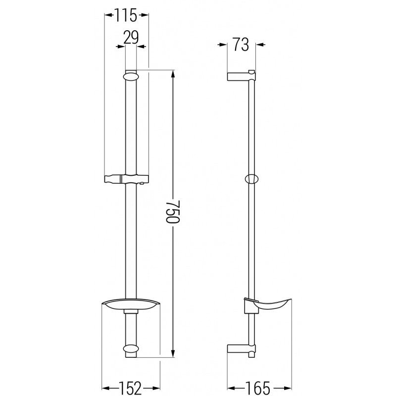 Mexen DB душ лост със сапунерка 75 см, черен - 79384-70