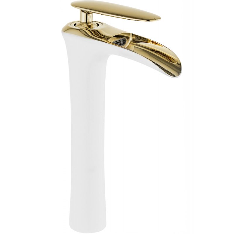 Mexen Lyra висок смесител за мивка, бял/златен - 745310-25