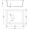 Mexen Pedro гранитна кухненска мивка с 1 отделение 560 x 460 mm, бял, сифон хром - 6508561000-20