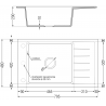 Mexen Elias гранитна мивка 1-камерна с отцедник 795 x 480 mm, сива, сифон хром - 6511791005-71