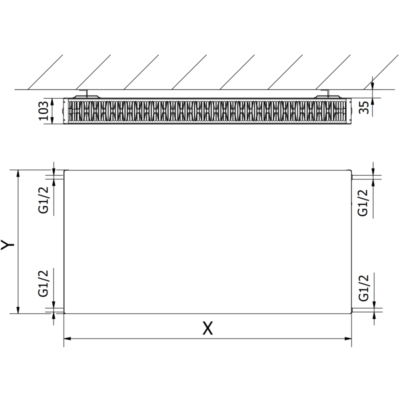 Mexen Flat CF22 панелен радиатор 900 x 1000 мм, странично свързване, 2199 W, бял - W422F-090-100-00