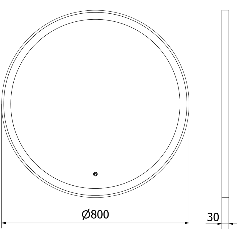 Mexen Esso LED осветено кръгло огледало за баня, 80 см, LED 6000K, анти-пара, златна рамка - 9825-080-080-611-50