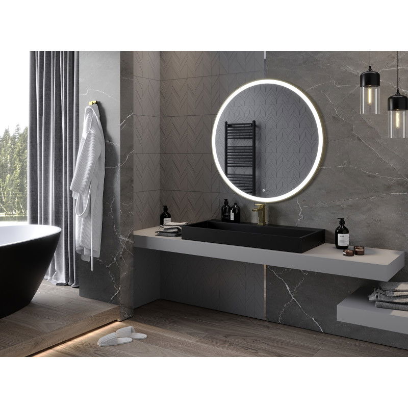 Mexen Esso осветено кръгло банско огледало, 100 см, LED 6000K, антипара, златна