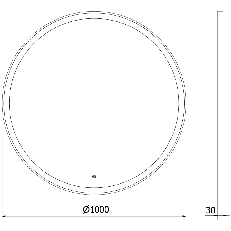 Mexen Esso огледало за баня с подсветка, кръгло 100 см, LED 6000K, анти-пара, черна рамка - 9825-100-100-611-70