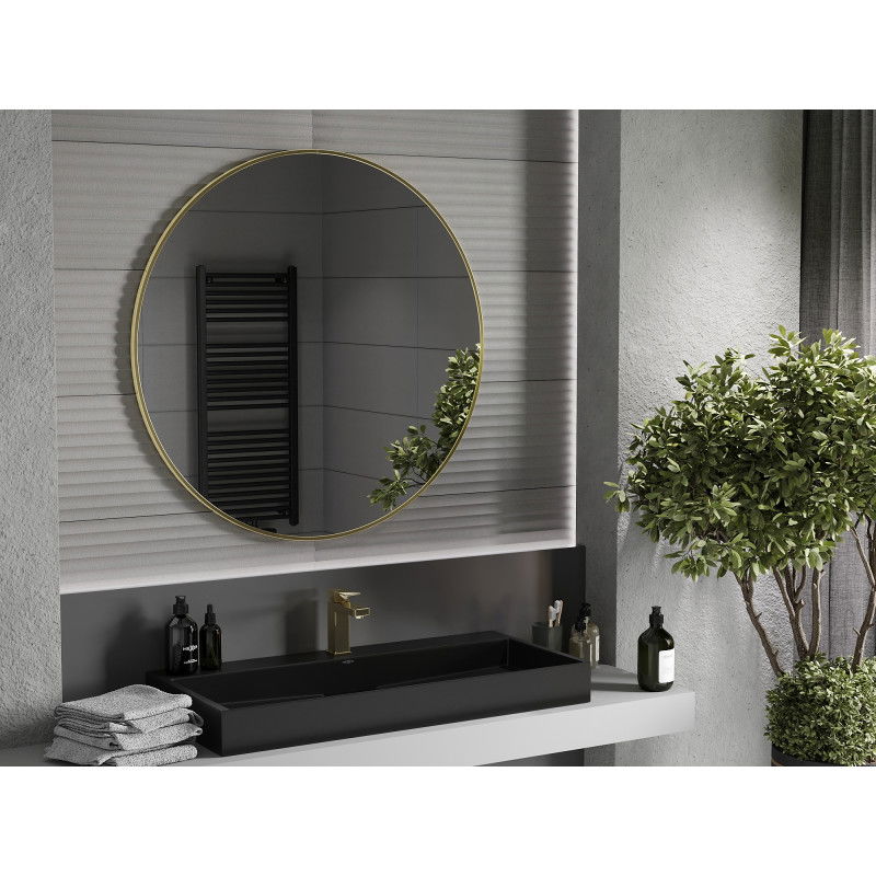 Mexen Loft кръгло огледало за баня 100 см, златна рамка - 9850-100-100-000-50