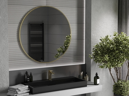 Mexen Loft кръгло огледало за баня 100 см, златна рамка - 9850-100-100-000-50