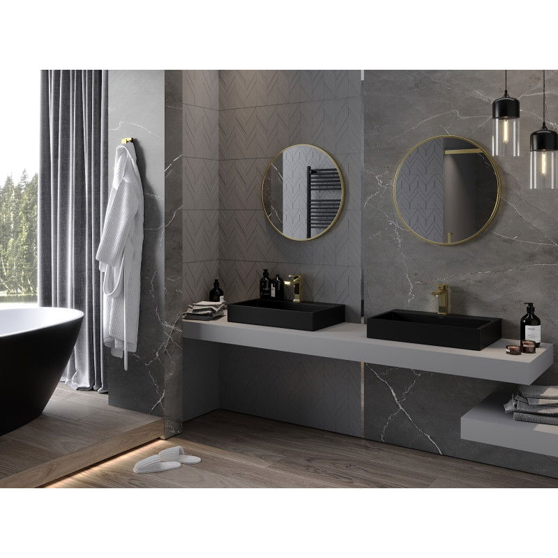 Mexen Loft огледало за баня кръгло 60 см, златна рамка - 9850-060-060-000-50