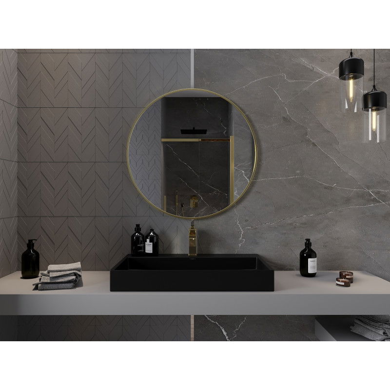 Mexen Loft кръгло огледало за баня 80 см, златна рамка - 9850-080-080-000-50