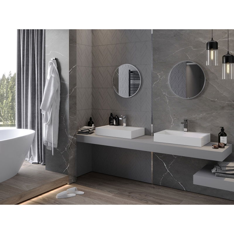 Mexen Loft кръгло огледало за баня 30 см, рамка инокс - 9850-030-030-000-10