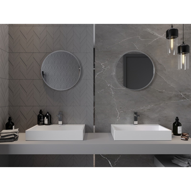 Mexen Loft огледало за баня кръгло 40 см, рамка инокс - 9850-040-040-000-10