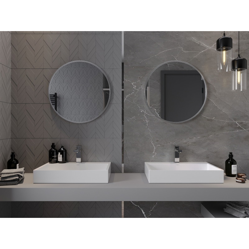 Mexen Loft кръгло огледало за баня 60 см, рамка инокс - 9850-060-060-000-10