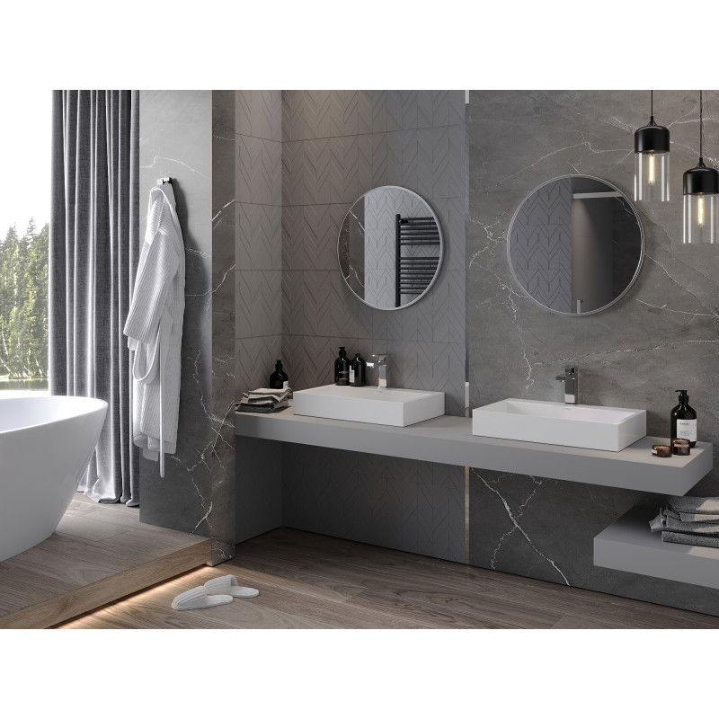 Mexen Loft кръгло огледало за баня 60 см, рамка от инокс - 9850-060-060-000-10