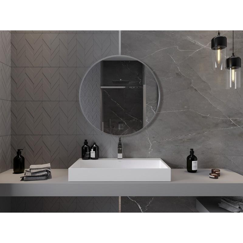 Mexen Loft кръгло огледало за баня 80 см, рамка инокс - 9850-080-080-000-10