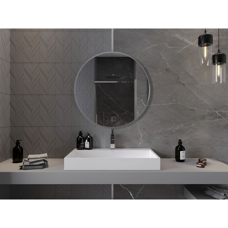 Mexen Loft Окръгло огледало за баня 80 см, рамка inox - 9850-080-080-000-10