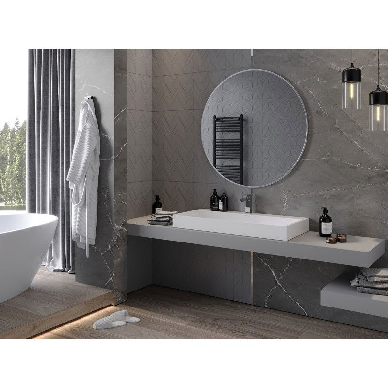 Mexen Loft кръгло огледало за баня 100 см, рамка инокс - 9850-100-100-000-10