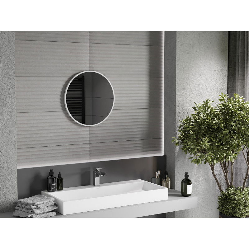 Mexen Loft кръгло огледало за баня 50 см, бяла рамка - 9850-050-050-000-20