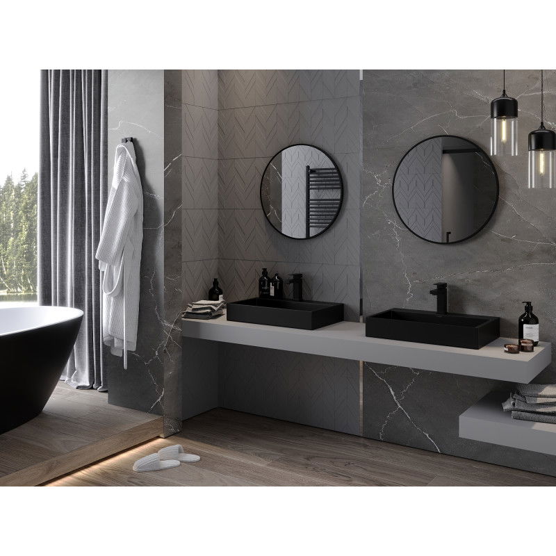 Mexen Loft кръгло огледало за баня 60 см, черна рамка - 9850-060-060-000-70