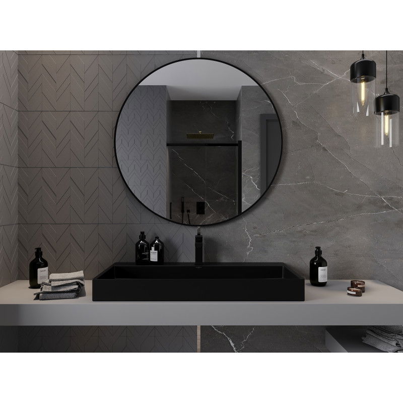 Mexen Loft кръгло огледало за баня 100 см, черна рамка - 9850-100-100-000-70