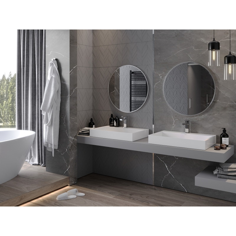 Mexen Loft кръгло огледало за баня 70 см, рамка инокс - 9850-070-070-000-10
