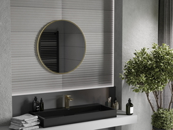 Mexen Loft кръгло огледало за баня 75 см, златна рамка - 9850-075-075-000-50