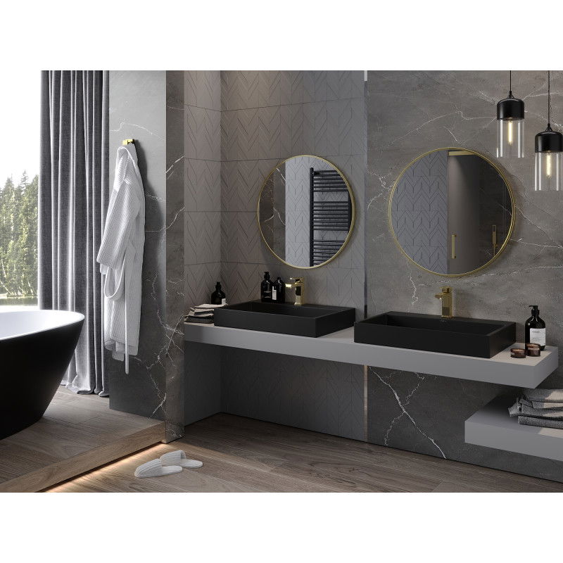 Mexen Loft кръгло огледало за баня 75 см, златна рамка - 9850-075-075-000-50