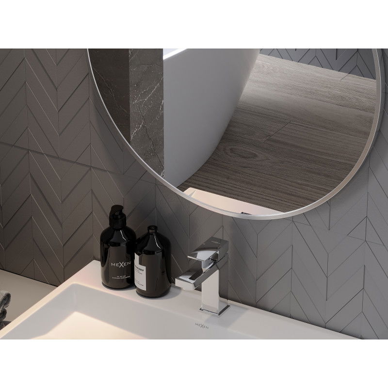 Mexen Loft кръгло огледало за баня 30 см, рамка инокс - 9850-030-030-000-10