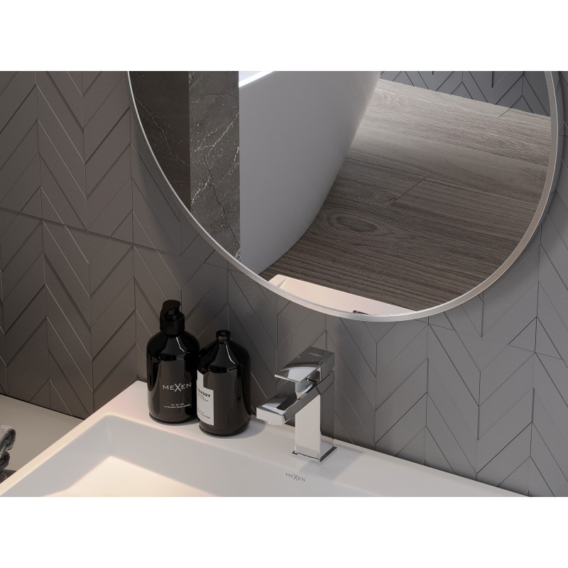 Mexen Loft кръгло огледало за баня 60 см, рамка инокс - 9850-060-060-000-10