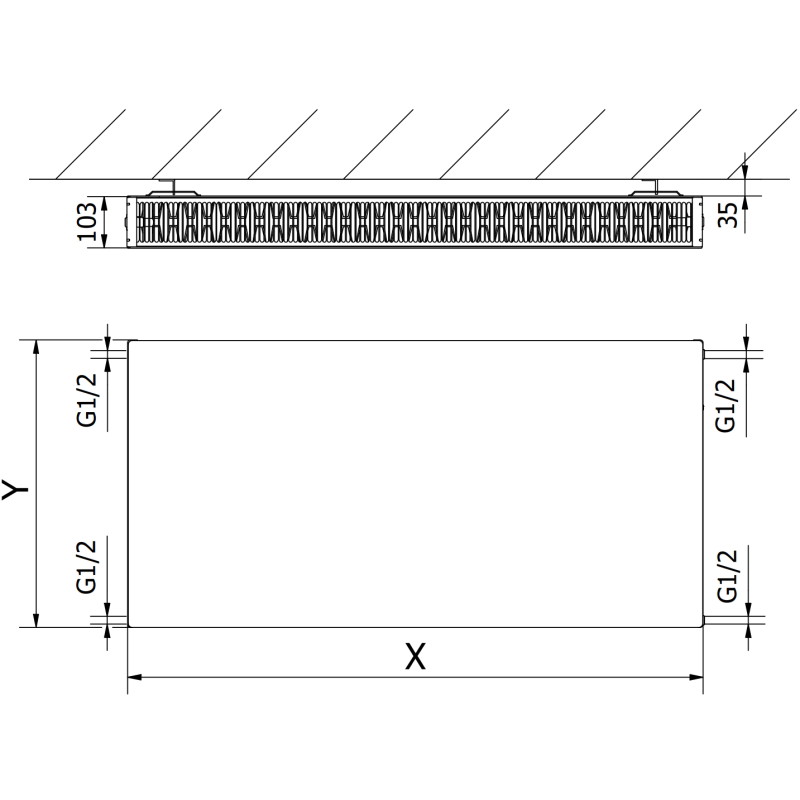 Mexen CF22 Flat панелен радиатор 400 x 1200 мм, странично свързване, 1366 W, антрацит