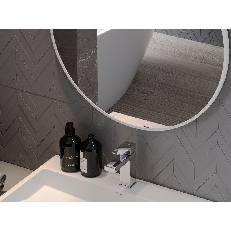 Mexen Loft кръгло огледало за баня 80 см, бяла рамка - 9850-080-080-000-20