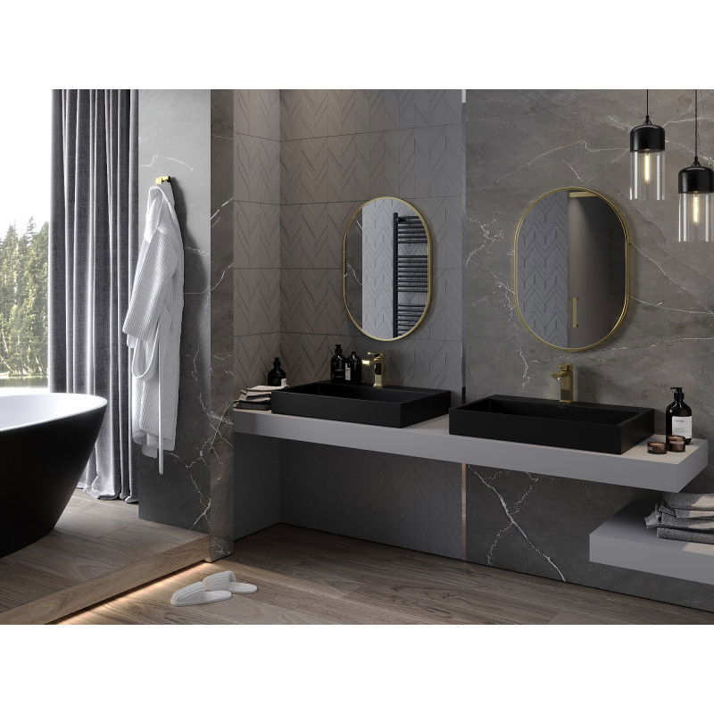 Mexen Loft овално огледало за баня 70 x 50 см, златна рамка - 9851-070-050-000-50