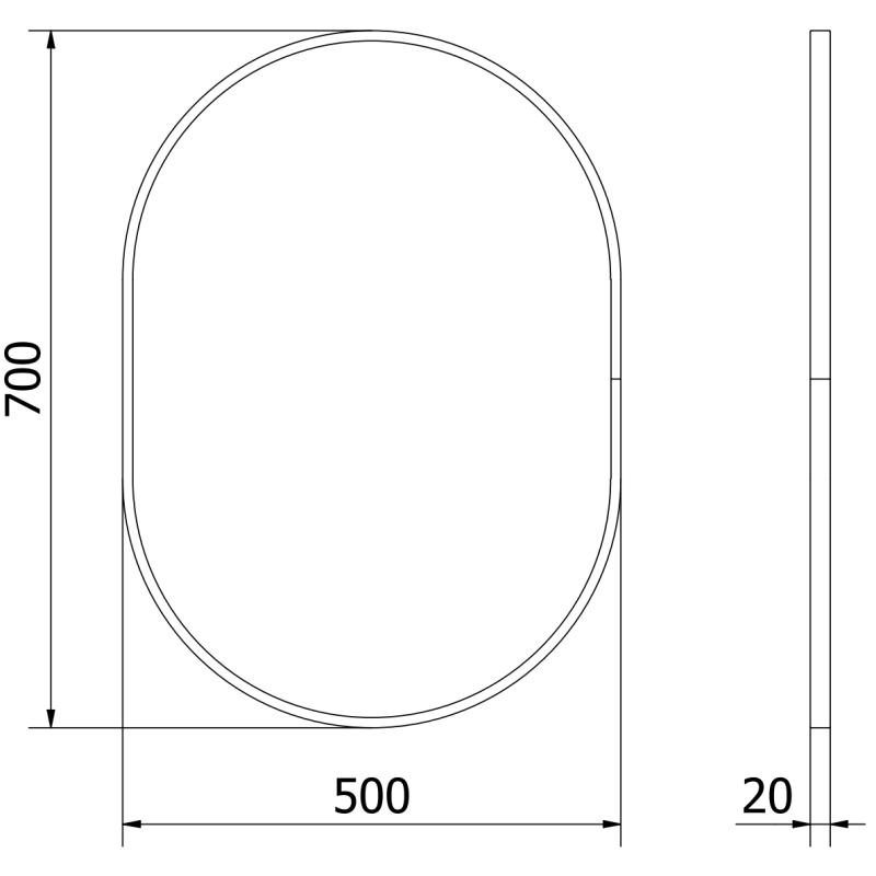 Mexen Loft овално огледало за баня 70 x 50 см, черна рамка - 9851-070-050-000-70