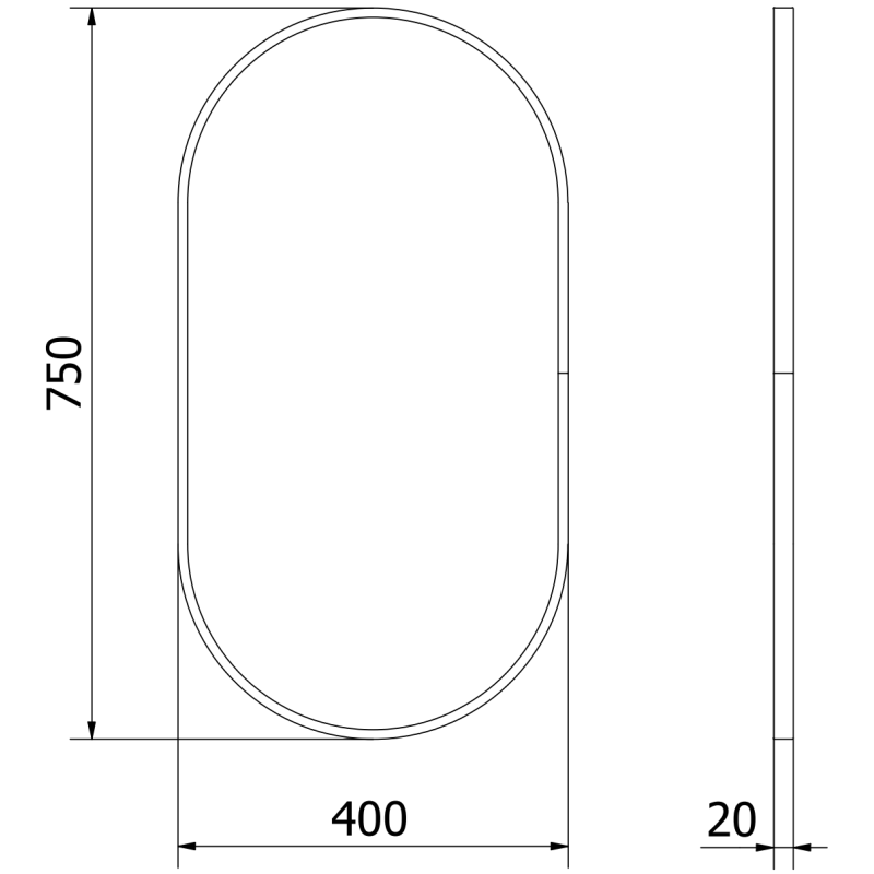 Mexen Loft овално огледало за баня 75 x 40 cm, черна рамка - 9851-075-040-000-70