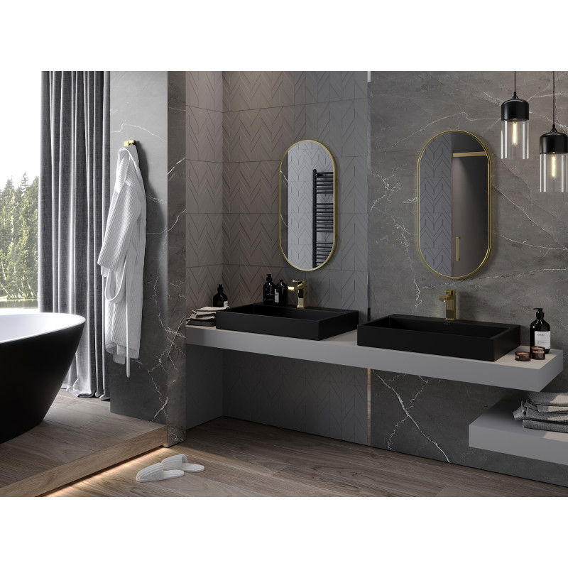 Mexen Loft овално огледало за баня 80 x 40 см, златна рамка - 9851-080-040-000-50
