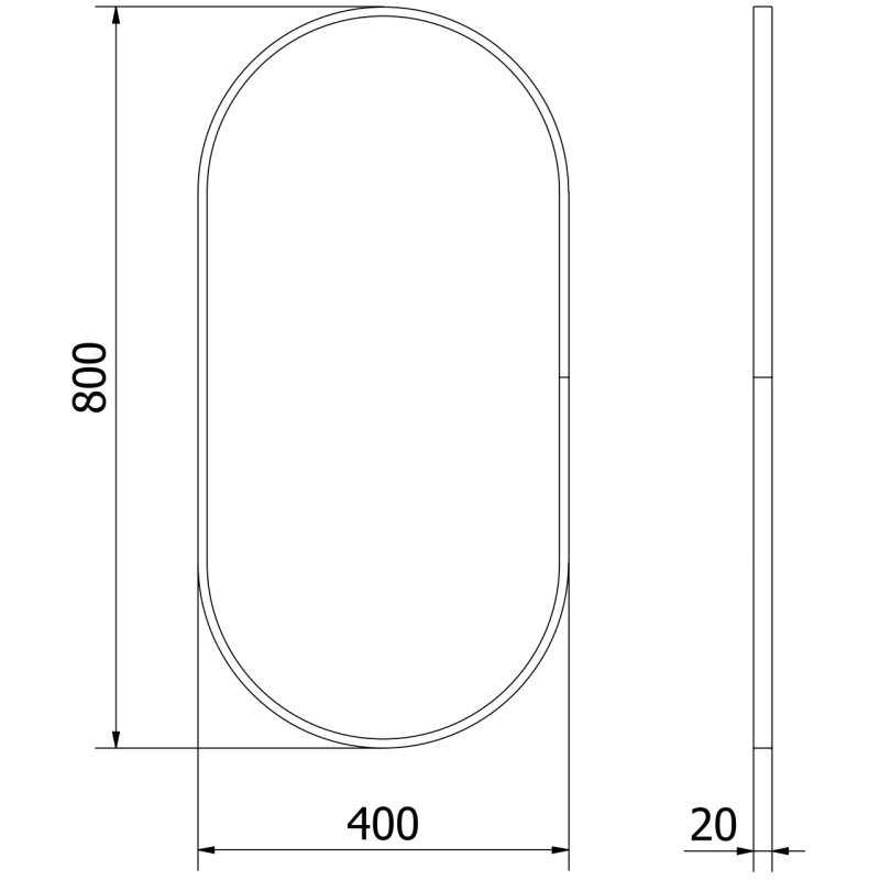 Mexen Loft овално огледало за баня 80 x 40 см, черна рамка - 9851-080-040-000-70