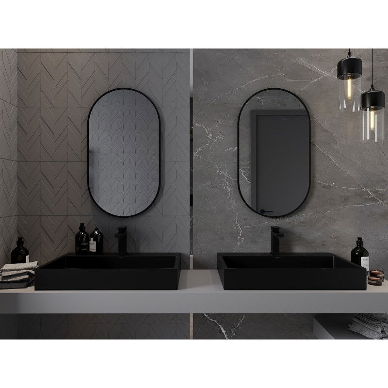 Mexen Loft овално огледало за баня 80 x 45 cm, черна рамка - 9851-080-045-000-70
