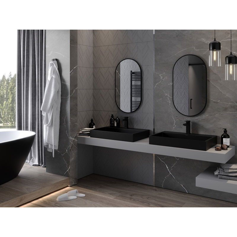 Mexen Loft овално огледало за баня 80 x 45 cm, черна рамка - 9851-080-045-000-70