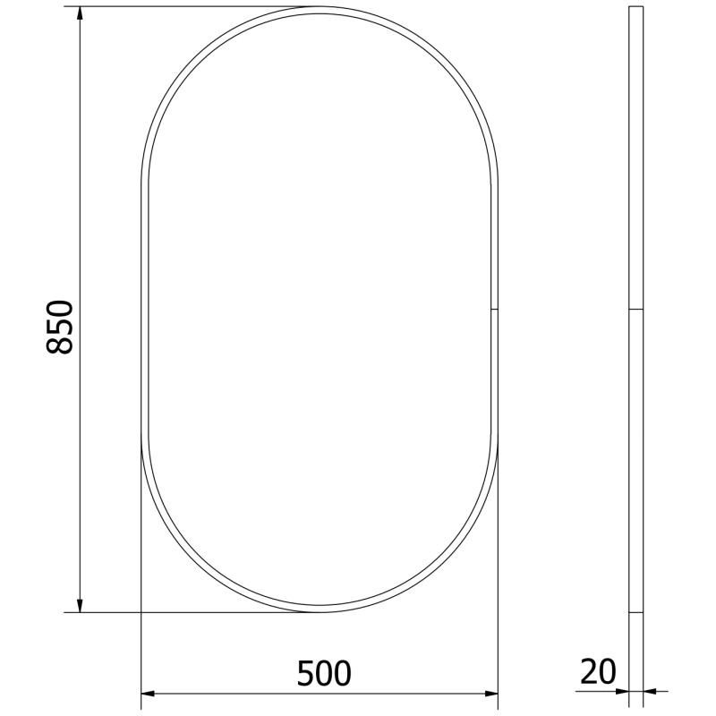 Mexen Loft овално огледало за баня 85 x 50 см, черна рамка - 9851-085-050-000-70