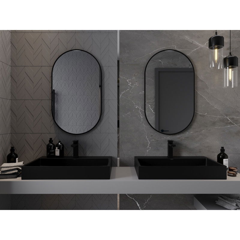 Mexen Loft овално огледало за баня 85 x 50 см, черна рамка - 9851-085-050-000-70