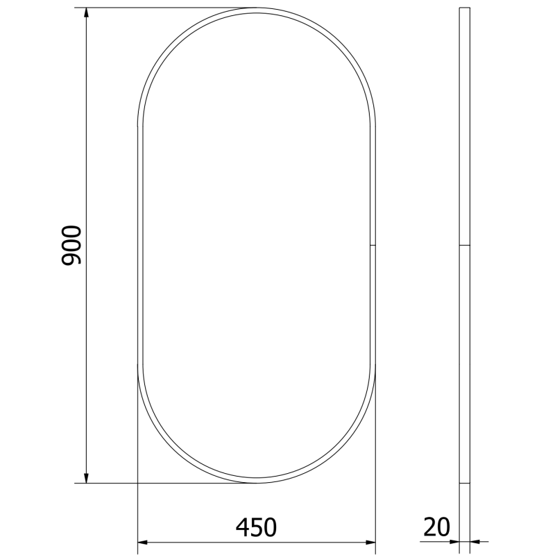 Mexen Loft овално огледало за баня 90 x 45 см, черна рамка - 9851-090-045-000-70