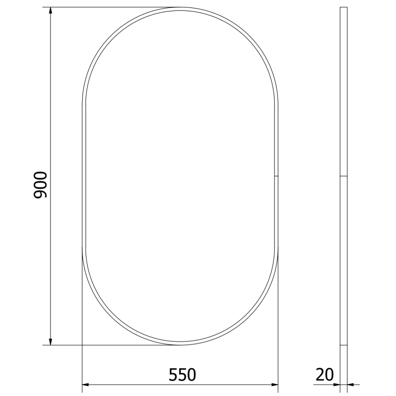 Mexen Loft овално огледало за баня 90 x 55 см, черна рамка - 9851-090-055-000-70