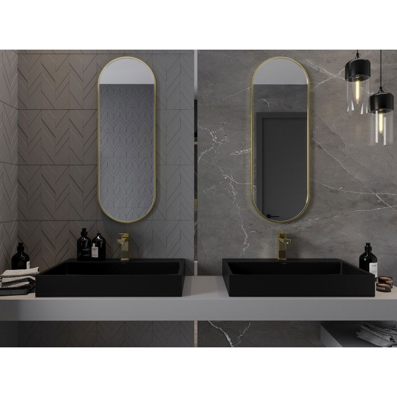 Mexen Loft овално огледало за баня 100 x 35 cm, златна рамка - 9851-100-035-000-50