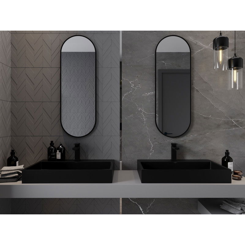 Mexen Loft овално огледало за баня 100 x 35 см, черна рамка - 9851-100-035-000-70