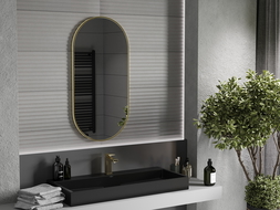 Mexen Loft овално огледало за баня 100 x 50 cm, златна рамка - 9851-100-050-000-50