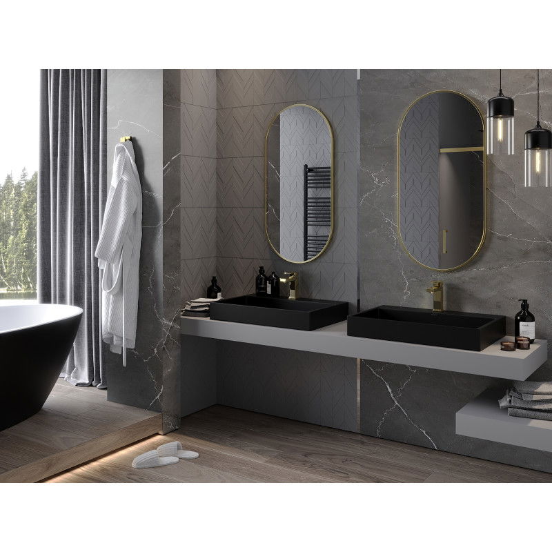 Mexen Loft овално огледало за баня 100 x 50 cm, златна рамка - 9851-100-050-000-50