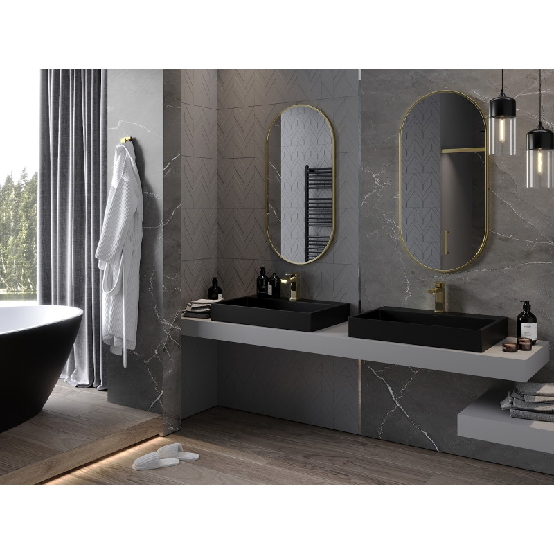 Mexen Loft овално огледало за баня 100 x 50 см, златна рамка - 9851-100-050-000-50